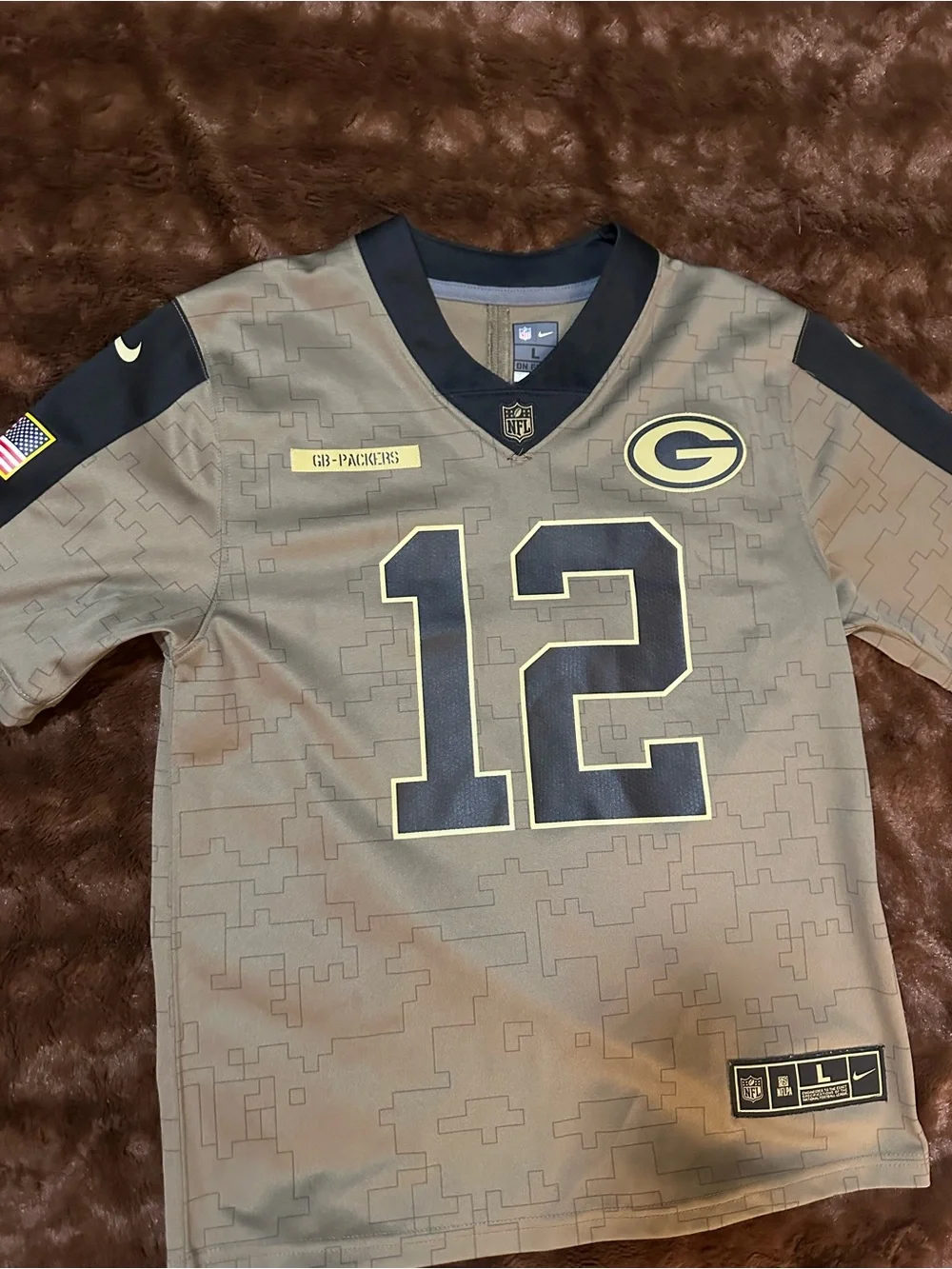 Nike NFL On Field Green Bay Packers Aaron Rodgers Salute to Service Jersey